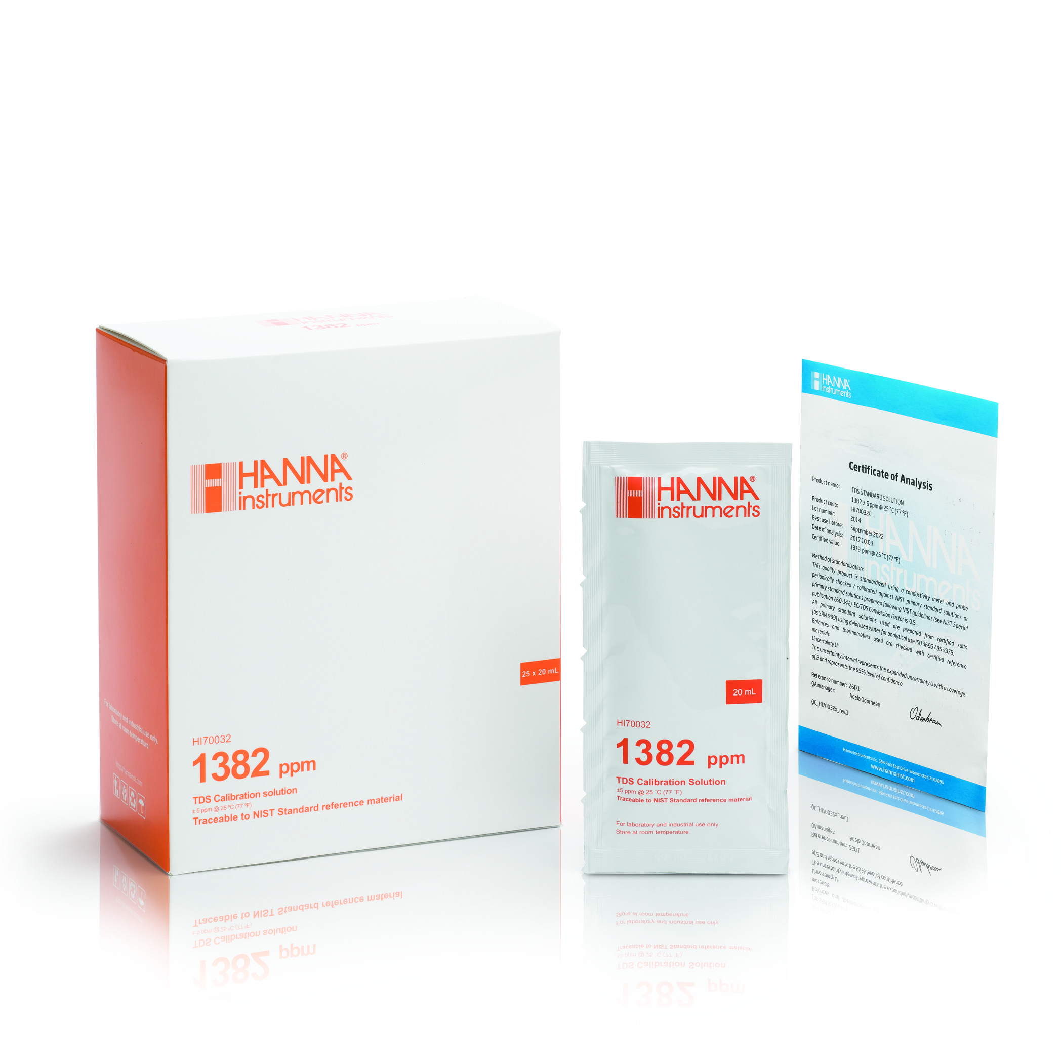 Dung Dịch Hiệu Chuẩn TDS 1382 mg/L (ppm),25 x gói 20mL