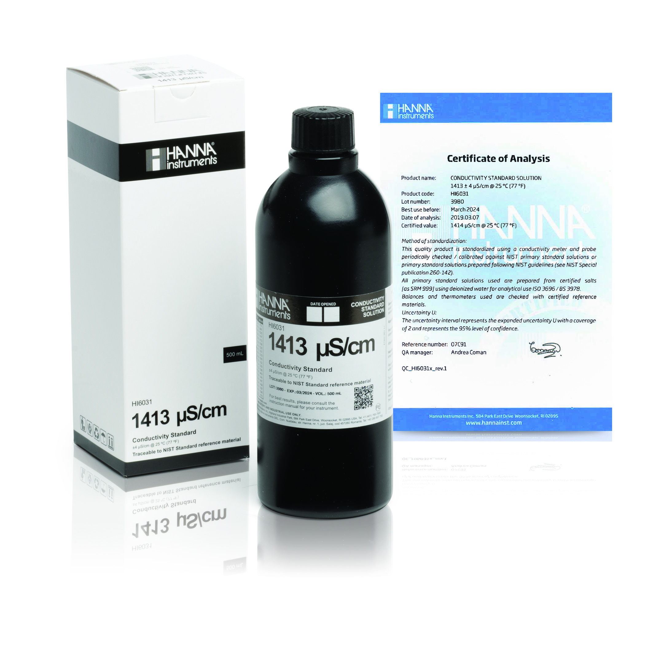 Dung Dịch Hiệu Chuẩn Độ Dẫn (EC) 1413 µS/cm, Chai Chắn Sáng 500mL