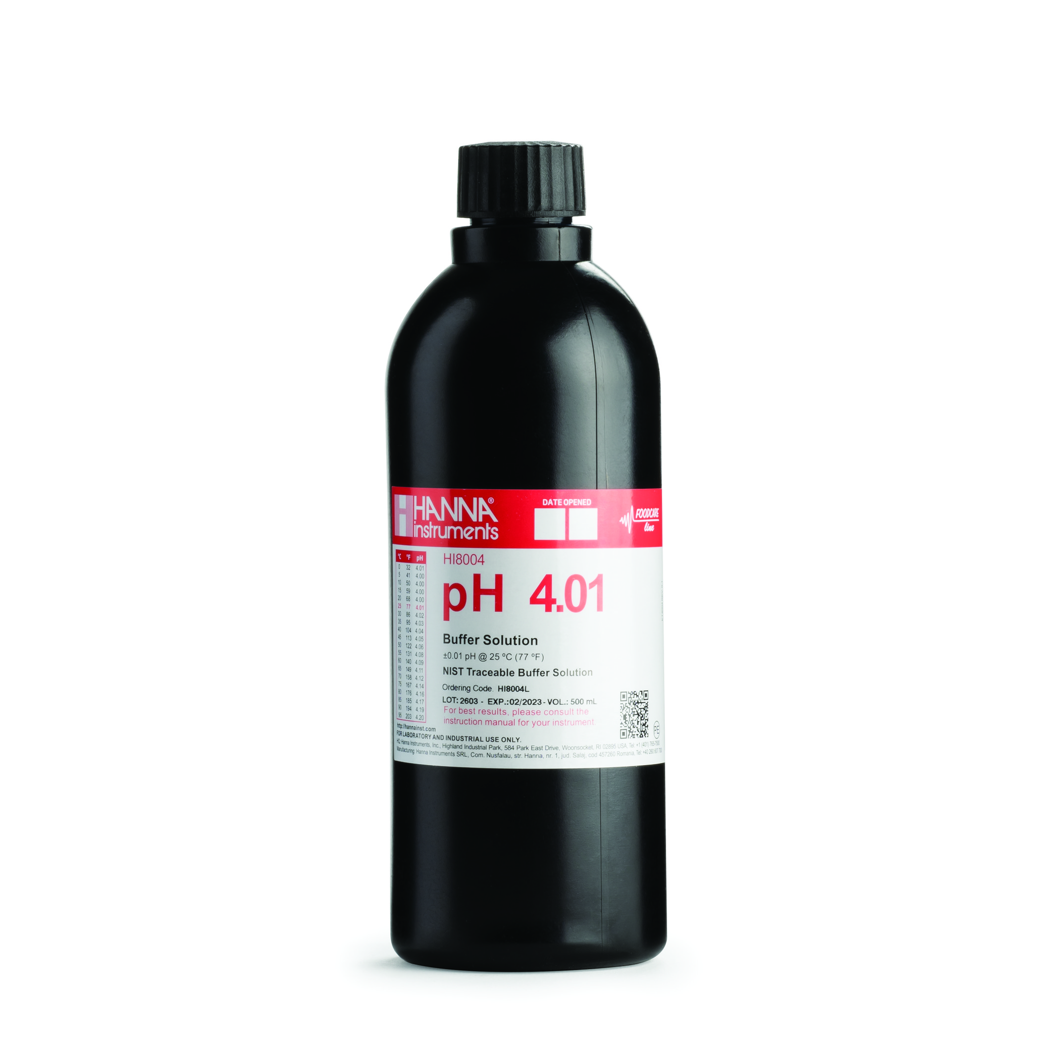 Dung Dịch Hiệu Chuẩn pH 4.01, Chai FDA 500 mL