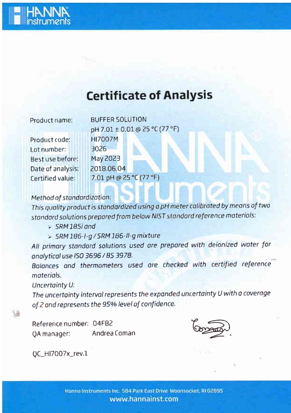 Dung Dịch Hiệu Chuẩn pH 7.01, Chai 230mL