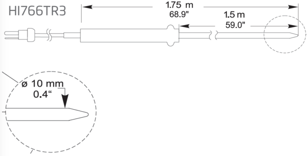 Đầu Dò Nhiệt Độ Xuyên Sâu Kiểu K Với Tay Cầm (1.5m)