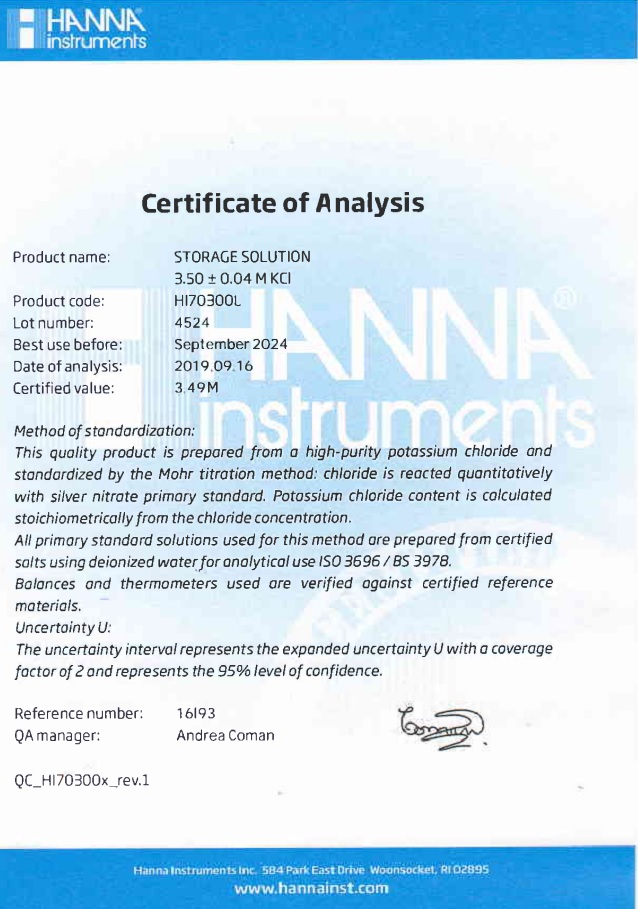 Dung Dịch Bảo Quản Điện Cực pH và ORP, Chai 500mL Dung Dịch Bảo Quản Điện Cực pH và ORP, Chai 500mL