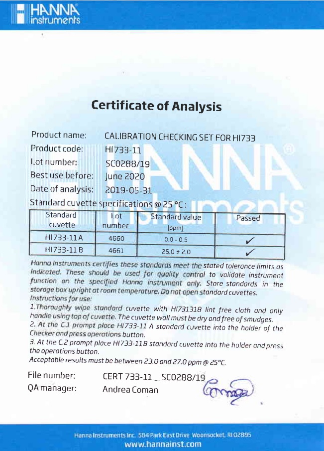 Dung Dịch Chuẩn Để Kiểm Tra Checker HI733 Dung Dịch Chuẩn Để Kiểm Tra Checker HI733