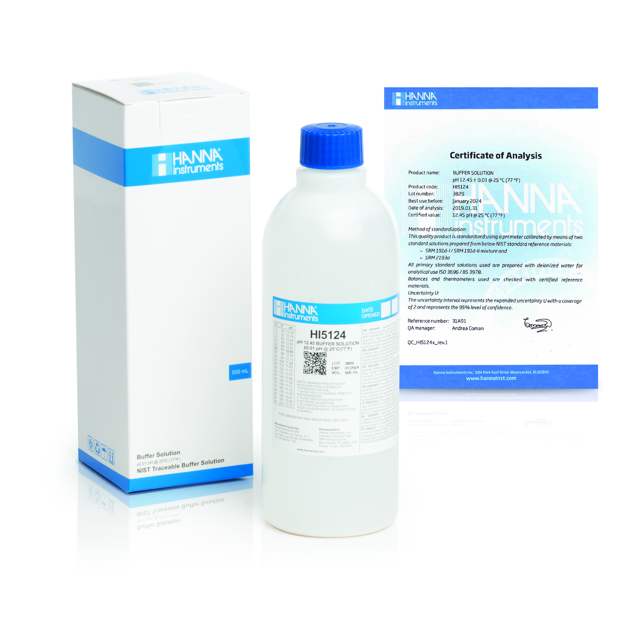 Dung Dịch Hiệu Chuẩn pH 12.45, Chai 500 mL